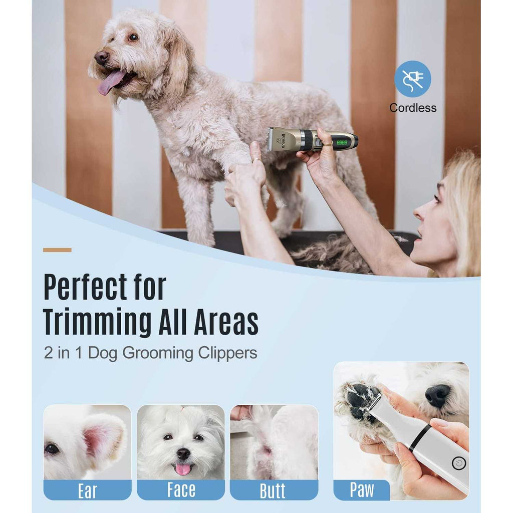 Dog Clippers and Paw Trimmer Kit 2 in 1 Low Noise Cordless T565