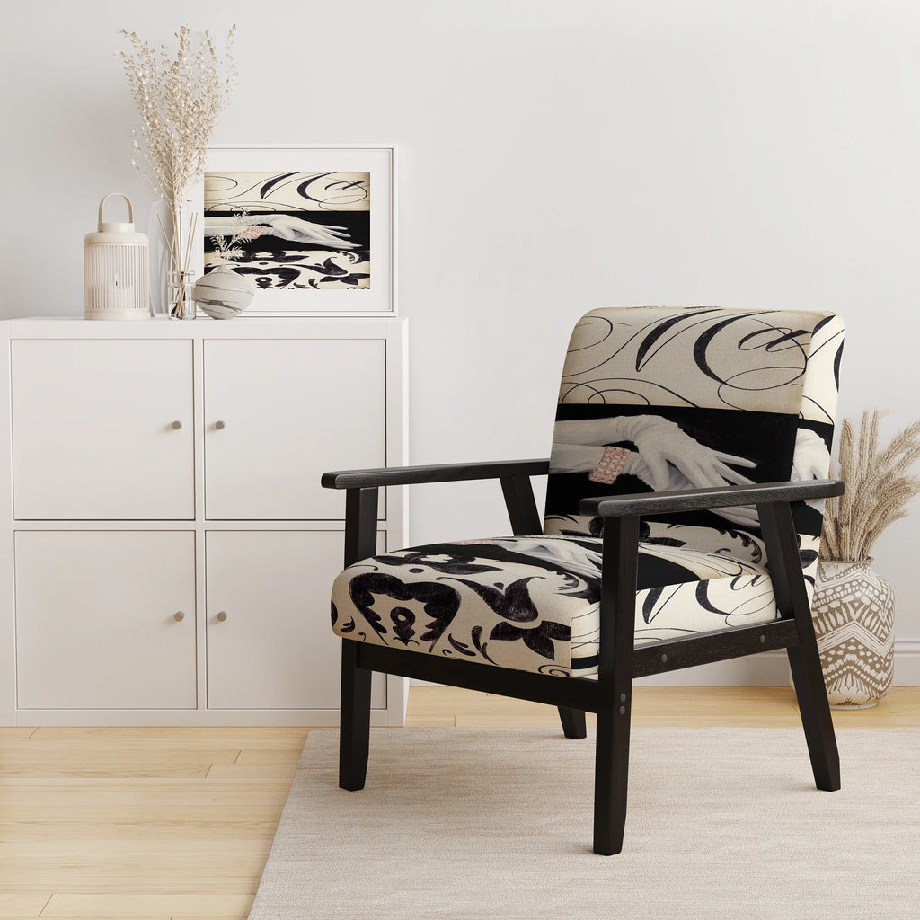 Black And White Upholstered Accent Chair D714