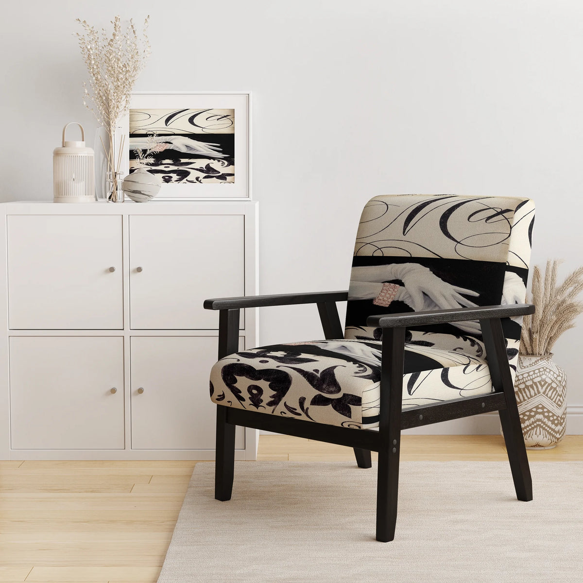 Black And White Upholstered Accent Chair D714