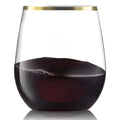 Gold Rim Stemless Plastic Wine Glasses 12 oz Pack of 6 A793366
