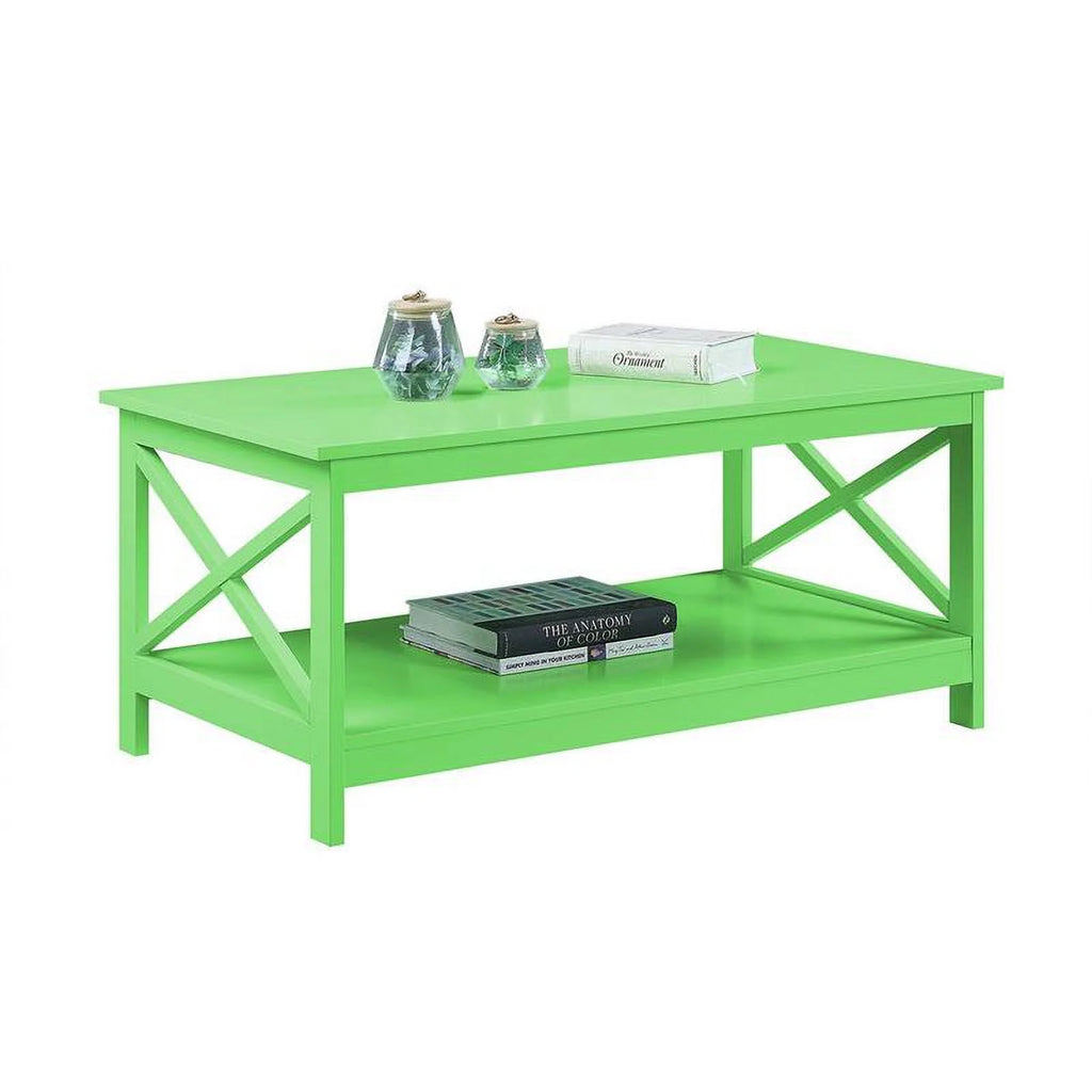 Lime Green Wood Coffee Table with Shelf P3920