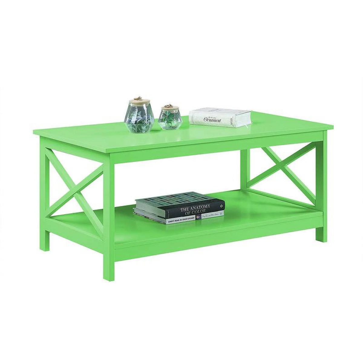 Lime Green Wood Coffee Table with Shelf P3920
