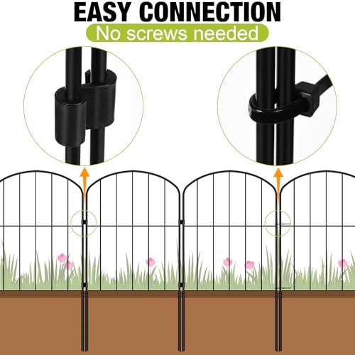 Decorative Garden Fence 24in x 10.5ft 10 Panels Metal Wire C722