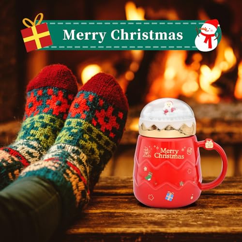 17.6 oz Ceramic Christmas Mug with Lid R189