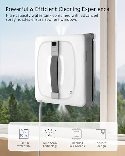 White Window Cleaning Robot with Dual Cross Water Spray W340978