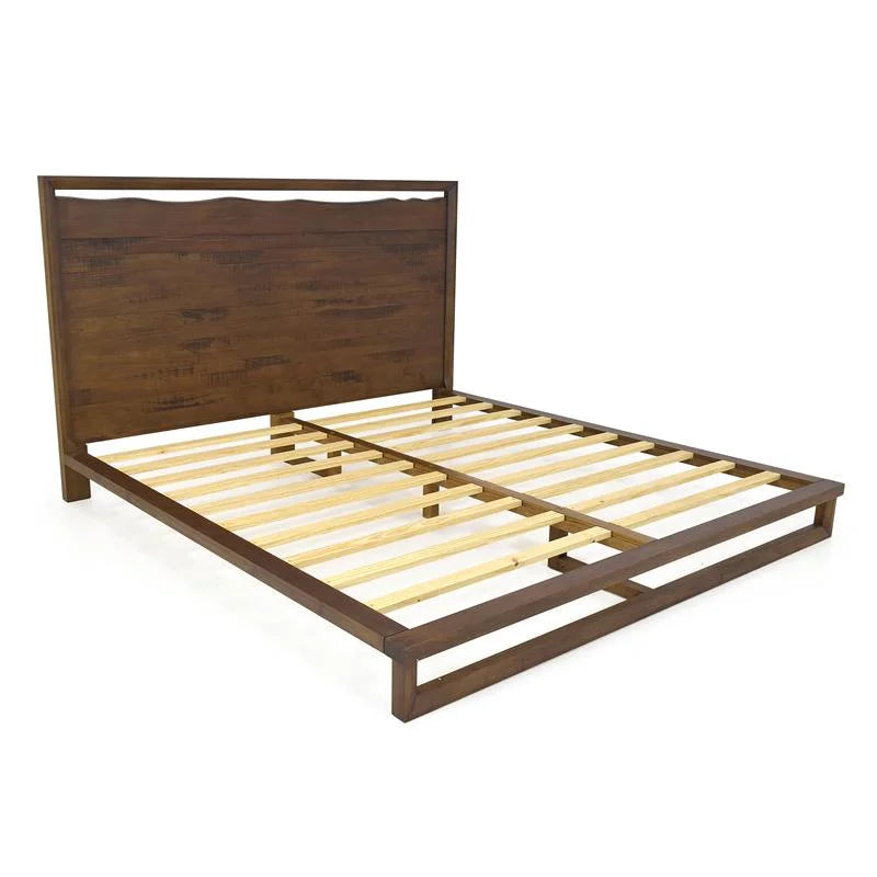 Queen Mocha Brown Wood Platform Bed T734