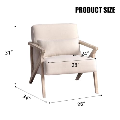 Mid Century Modern Upholstered Armchair with Waist Cushion H130