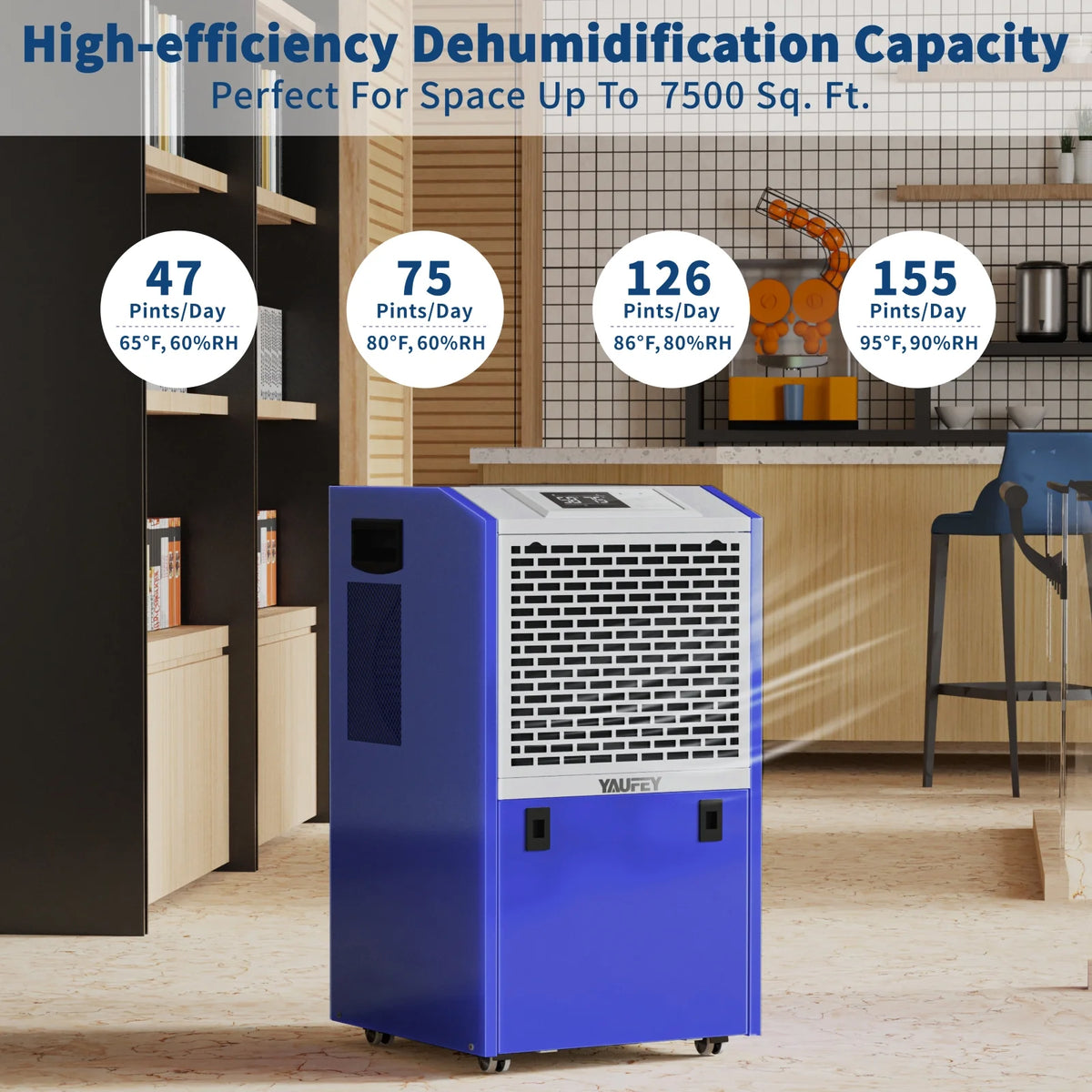 155 Pint Commercial Dehumidifier with Drain Hose D298624