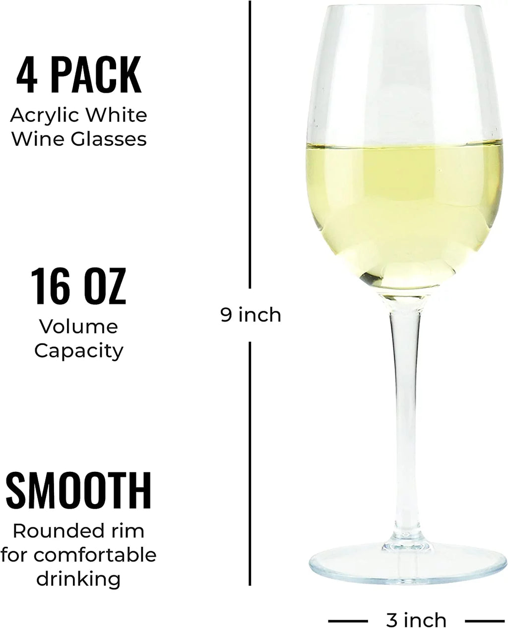 Unbreakable White Wine Glasses, 4 Pack V640
