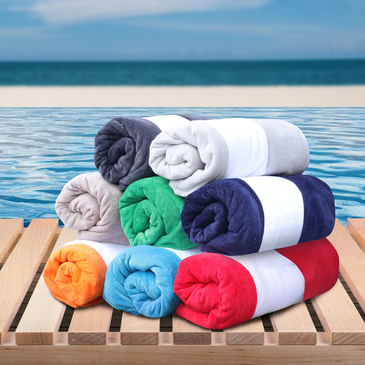 Cotton Blue Cabana Stripe Chaise Lounge Chair Cover G880