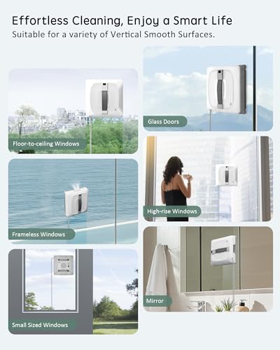 White Window Cleaning Robot with Dual Cross Water Spray W340978