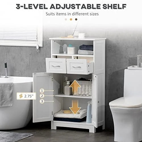 Grey Bathroom Cabinet Organizer with Two Drawers J59541