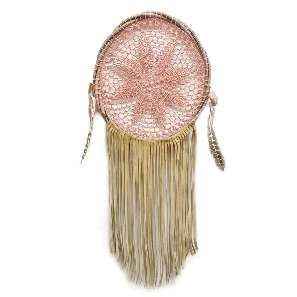 Blush Pink Suede Fringe Dreamcatcher R461