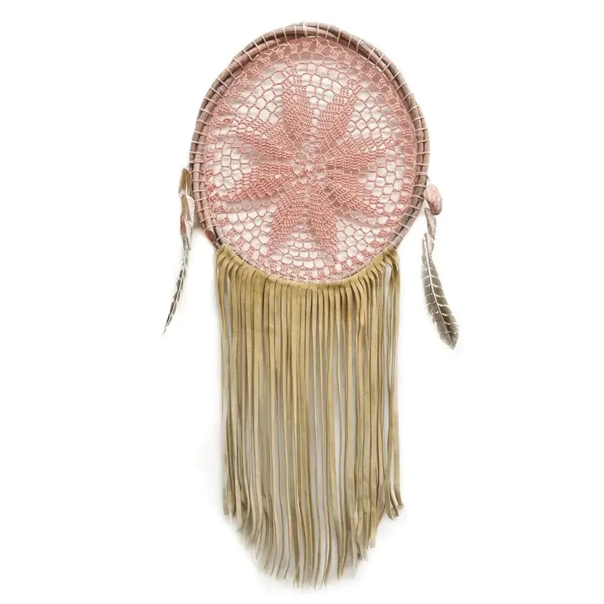 Blush Pink Suede Fringe Dreamcatcher R461