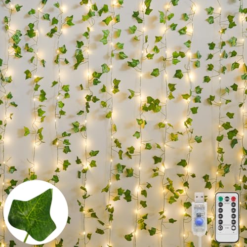 200 LED 6.5ft x 6.5ft Pothos Fairy Curtain Lights with Remote Warm White M8137