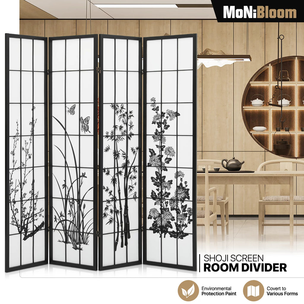 4 Panel Wood Folding Room Divider C9128