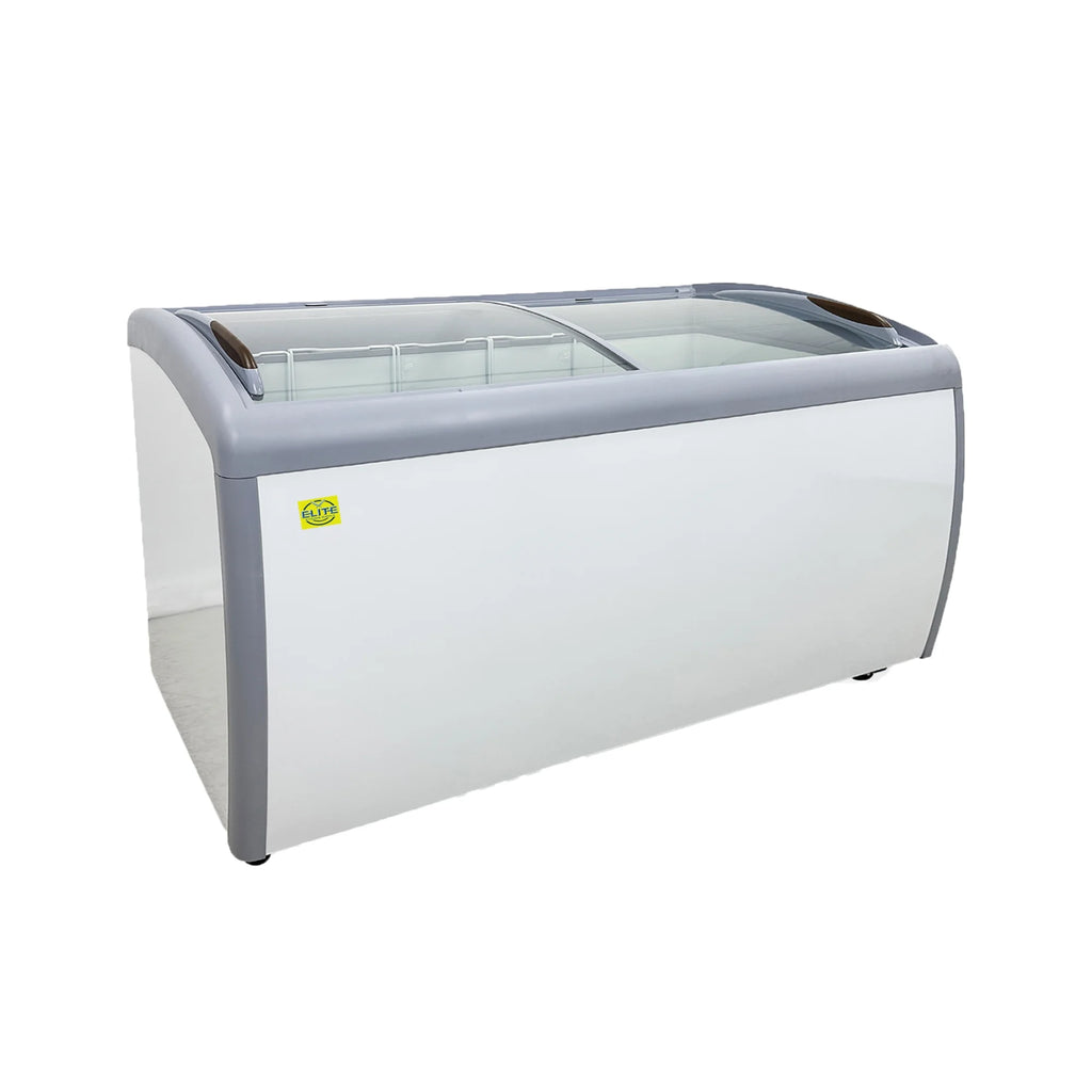 White Curved Glass Top Display Chest Freezer C59885