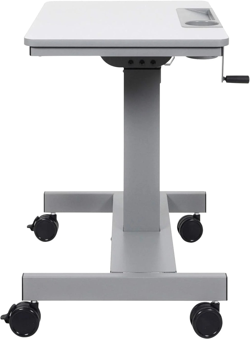 Height Adjustable Sit Stand Desk with Crank Handle and Pencil, Water Bottle Holder T480009