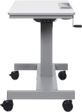 Height Adjustable Sit Stand Desk with Crank Handle and Pencil, Water Bottle Holder T480009