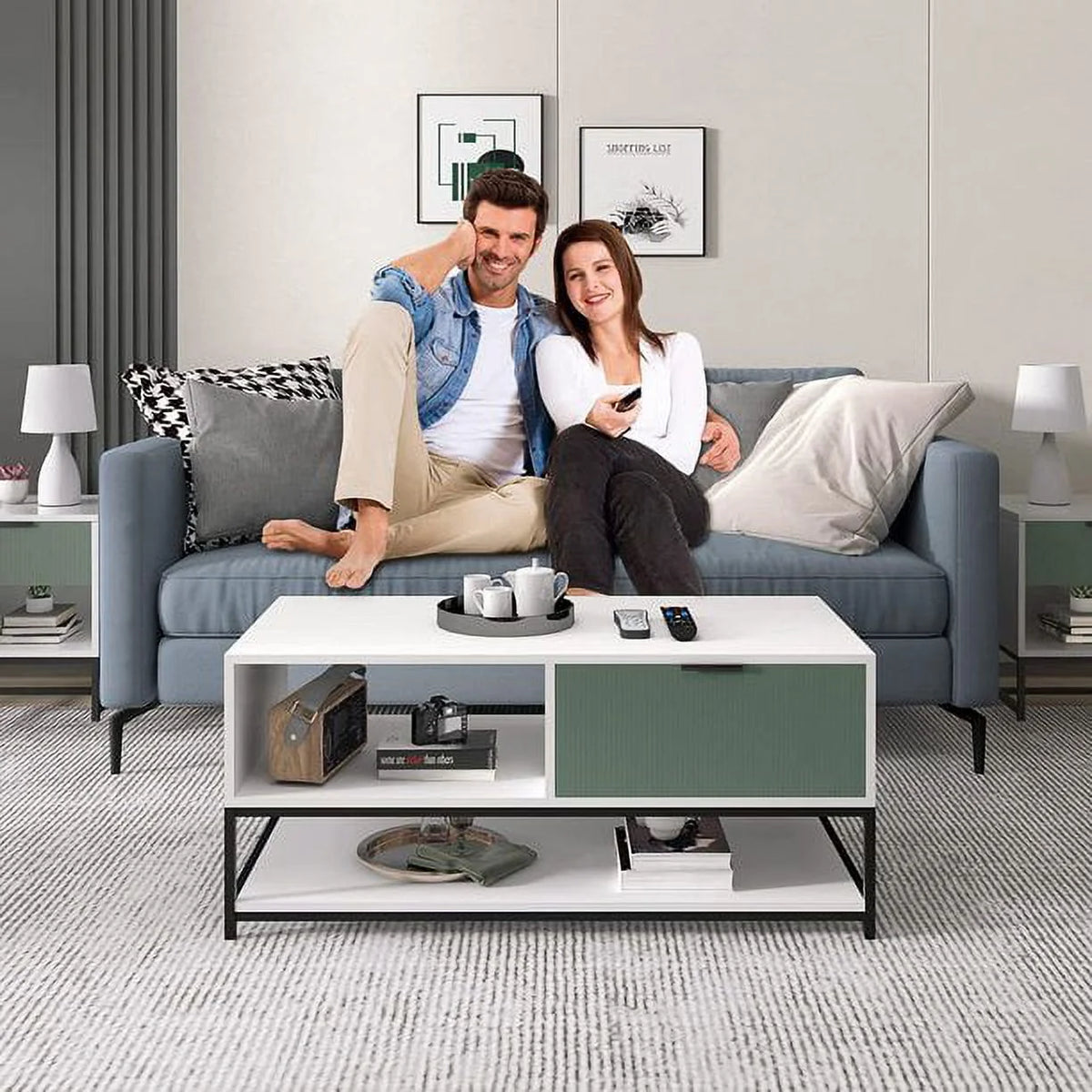 Wood Coffee Table with Steel Frame G642506