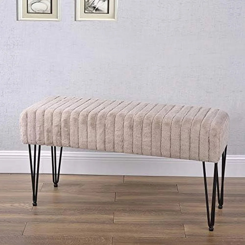 Faux Fur Ottoman Bench I79862