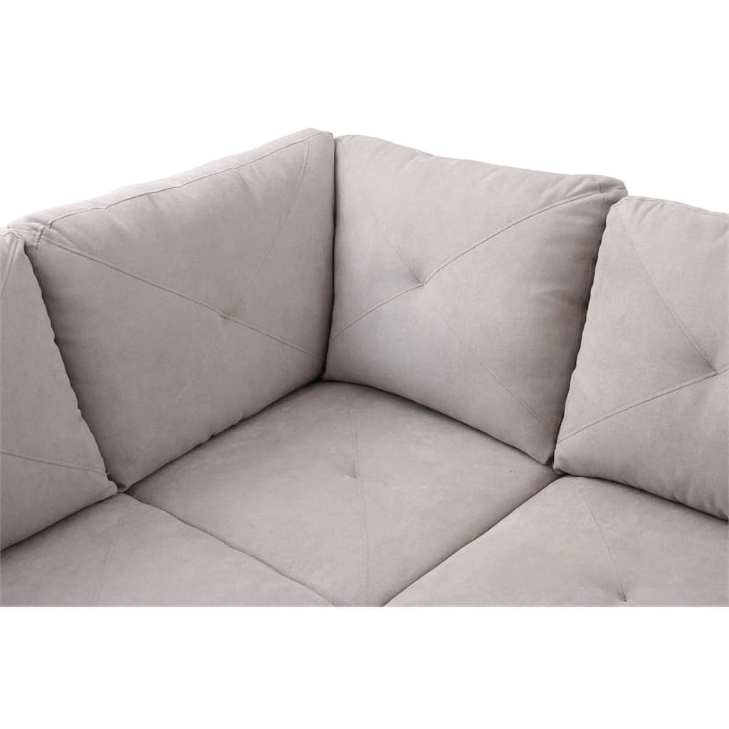 Gray L Shaped Microfiber Couch with Storage Ottoman A814