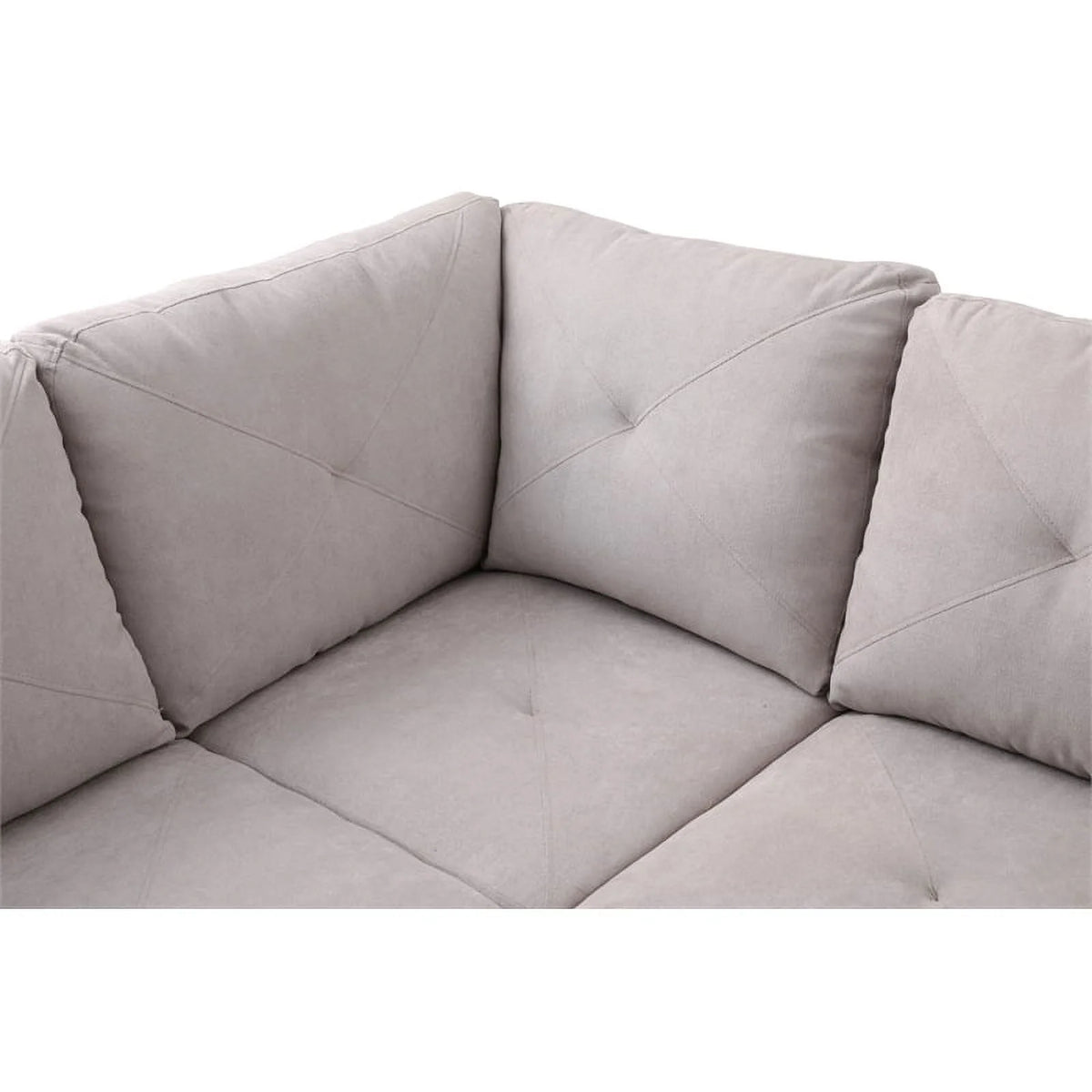 Gray L Shaped Microfiber Couch with Storage Ottoman A814