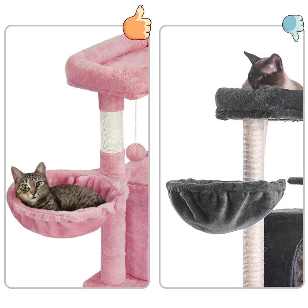 Pink Multilevel Cat Tree Tower with Condo and Perches A112