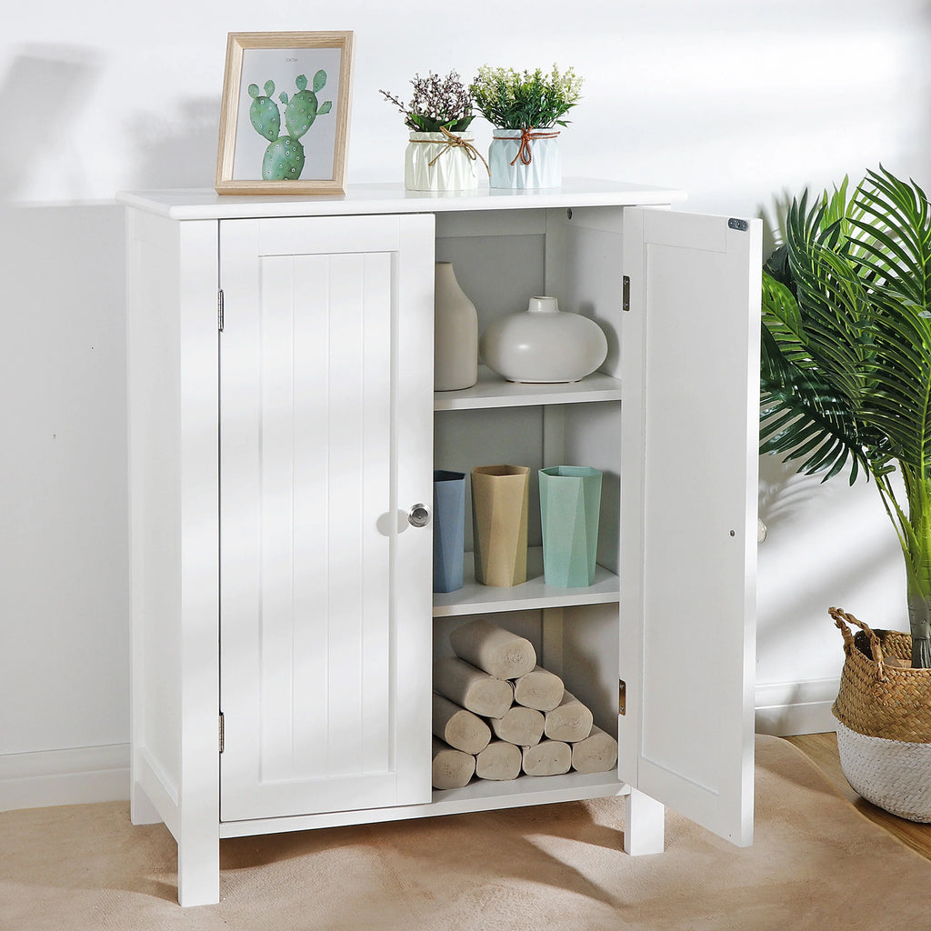 White 2-Door Wooden Bathroom Storage Cabinet M8023