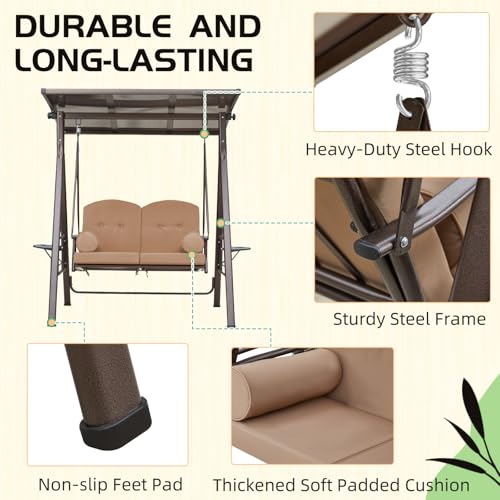 Oversized 3 Seat Outdoor Porch Swing with Hardtop A652