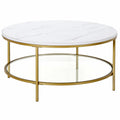 36" Wide Round Coffee Table with Faux Marble Top U651687