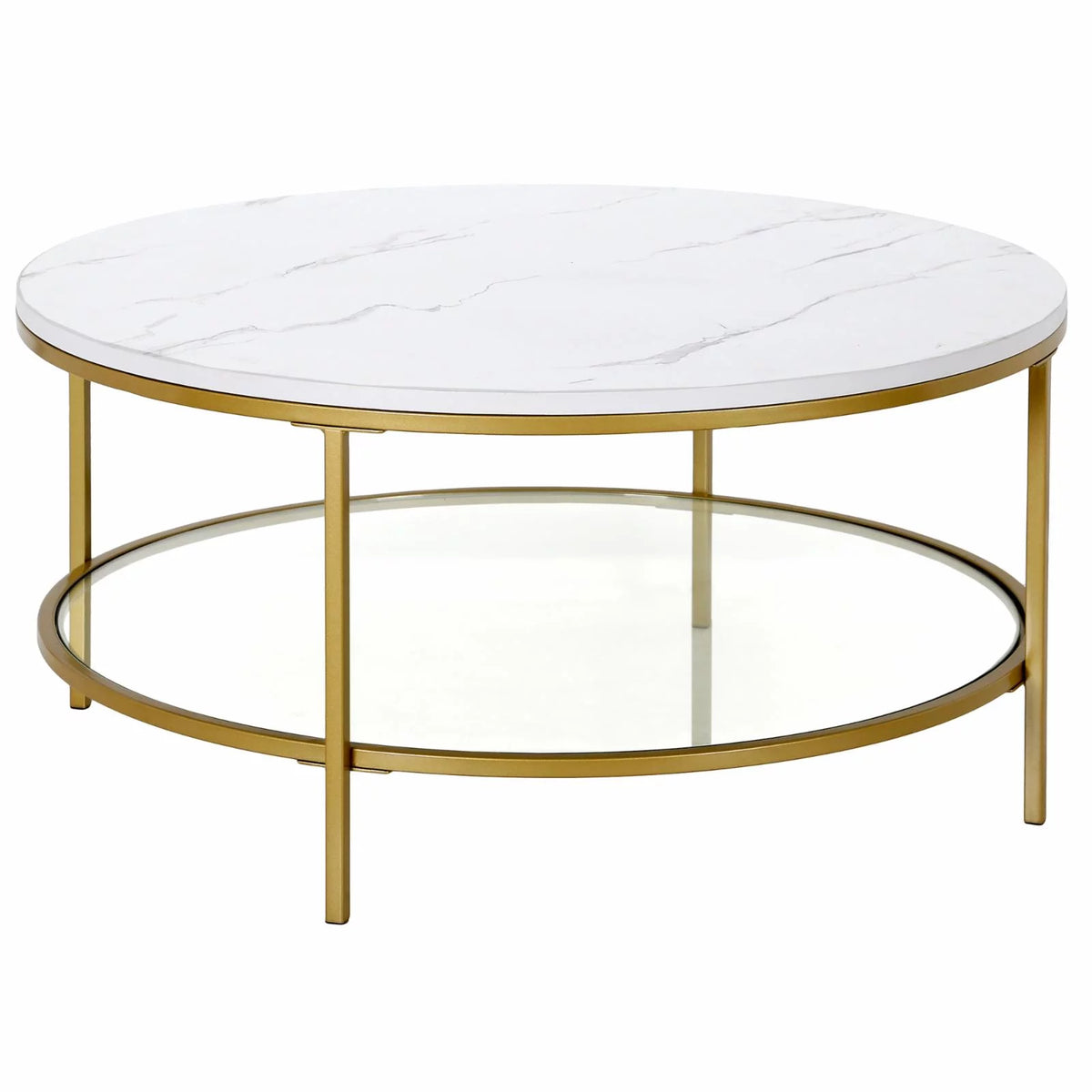 36" Wide Round Coffee Table with Faux Marble Top U651687