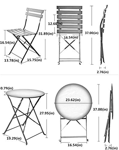 3-Piece Folding Bistro Set, 2 Chairs and 1 Table, Yellow O7639