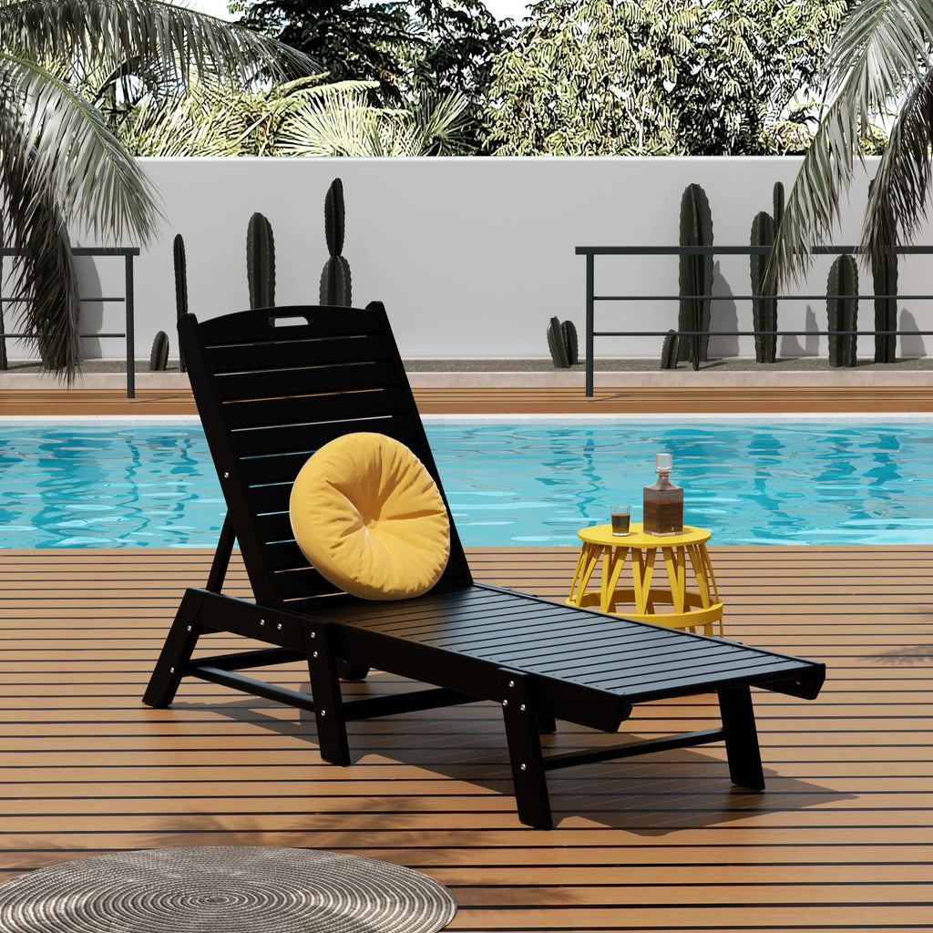 Outdoor Chaise Lounge Set of 2 Black I7441
