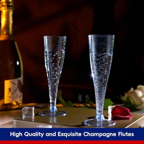 100 Pack 4.5 oz Clear Plastic Champagne Flutes U735215
