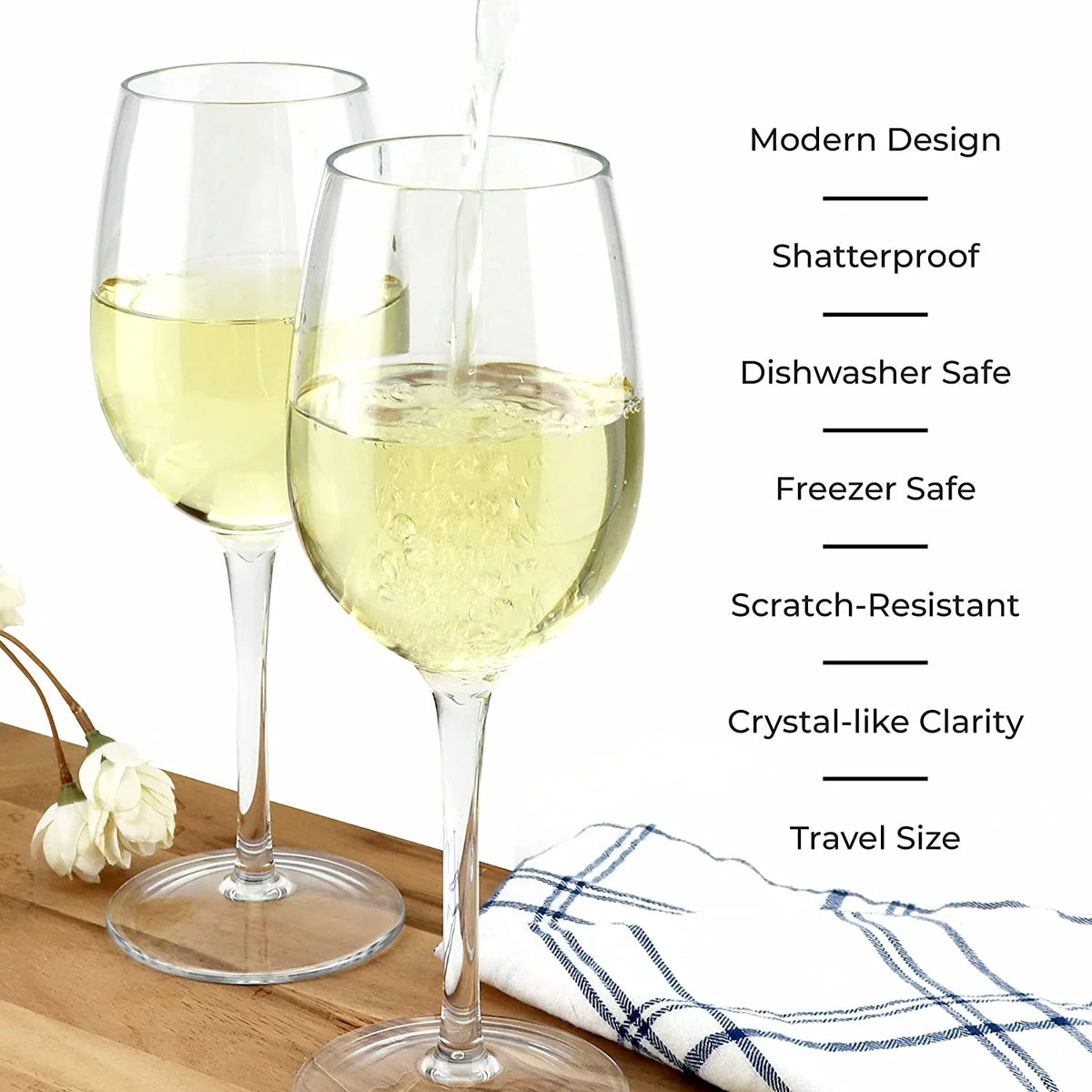 Unbreakable White Wine Glasses, 4 Pack V640