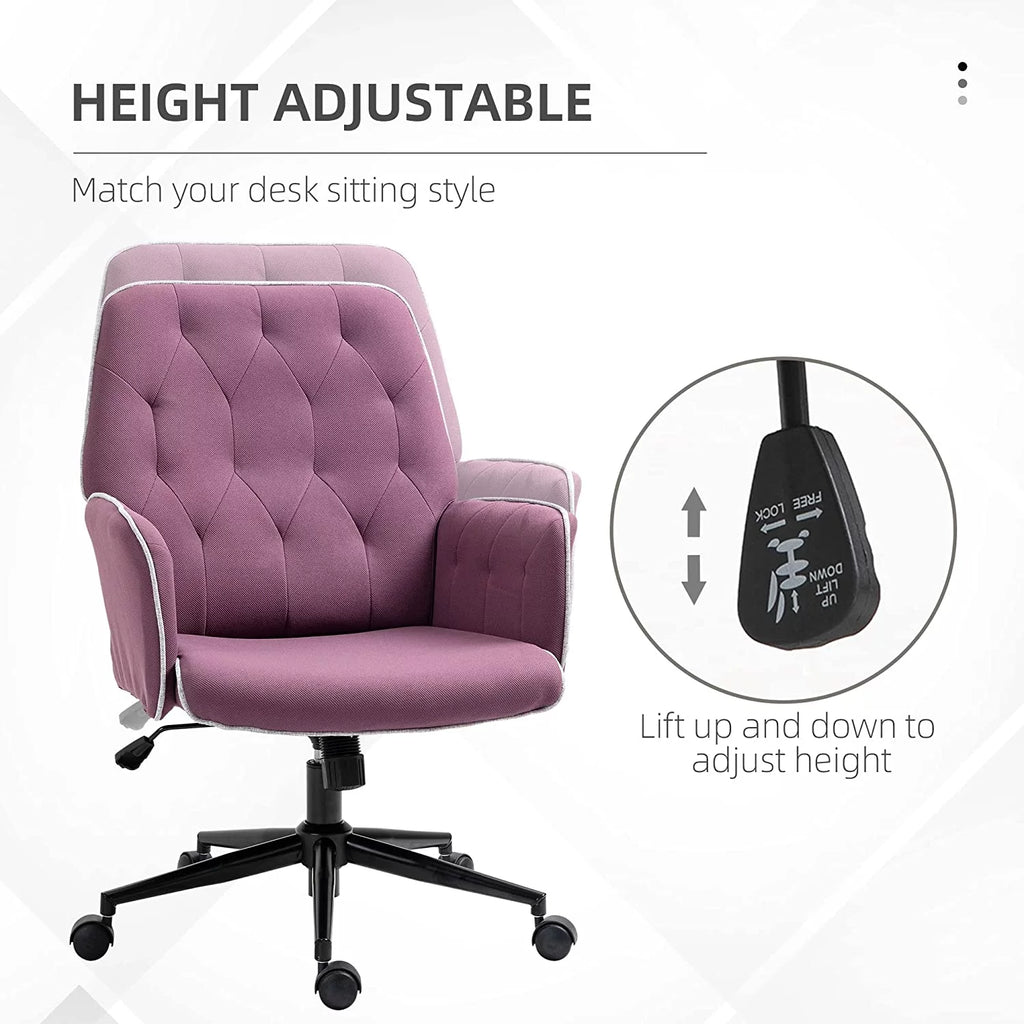 Purple Tufted Spandex Office Desk Chair with Adjustable Height B43596