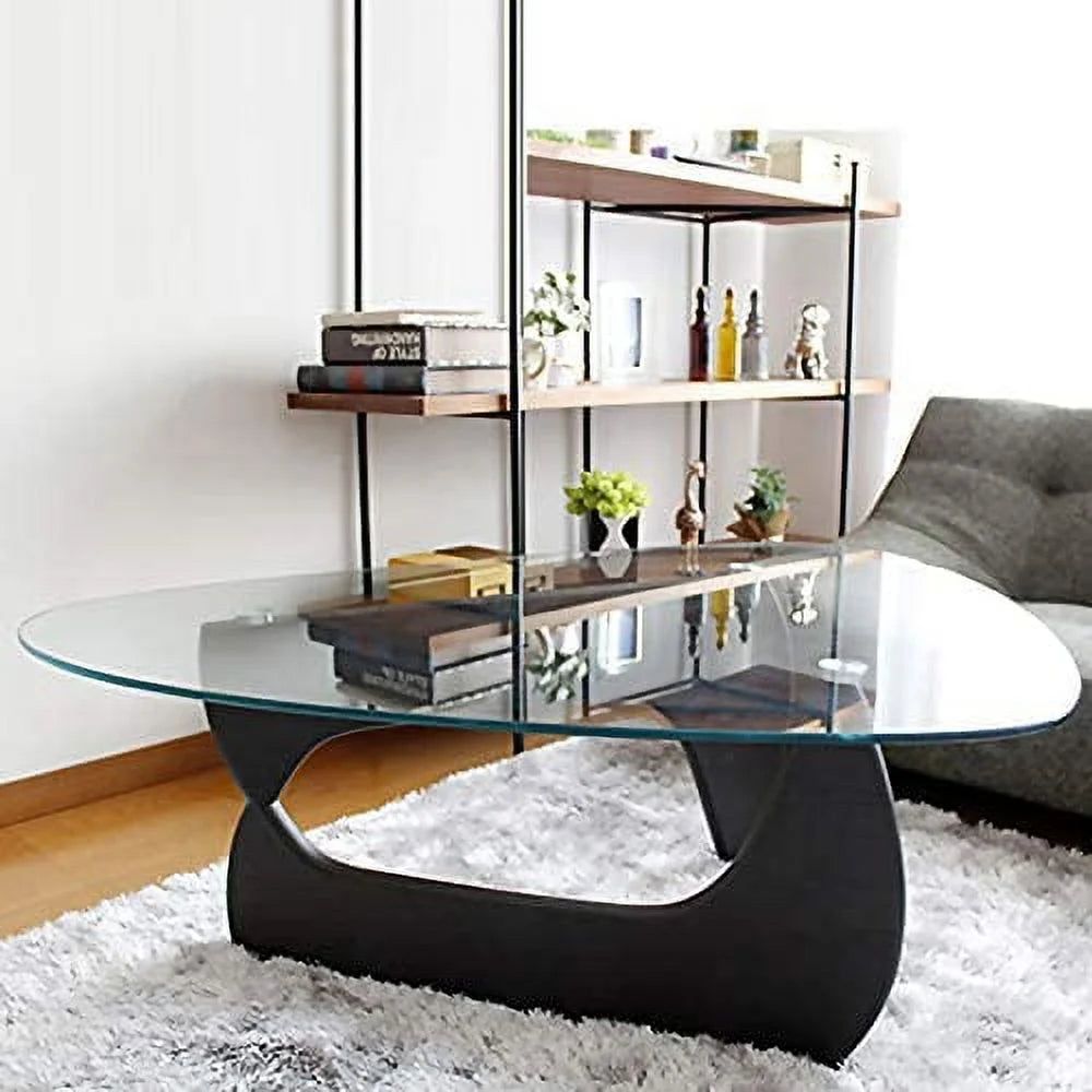 Black 2 Pieces Interlocking Solid Ash Wood Coffee Table Feet P145936