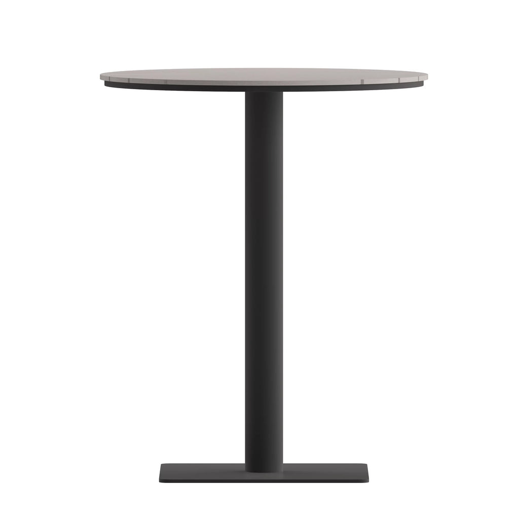 Round 24" Faux Teak Poly Slats Steel Frame Table N945