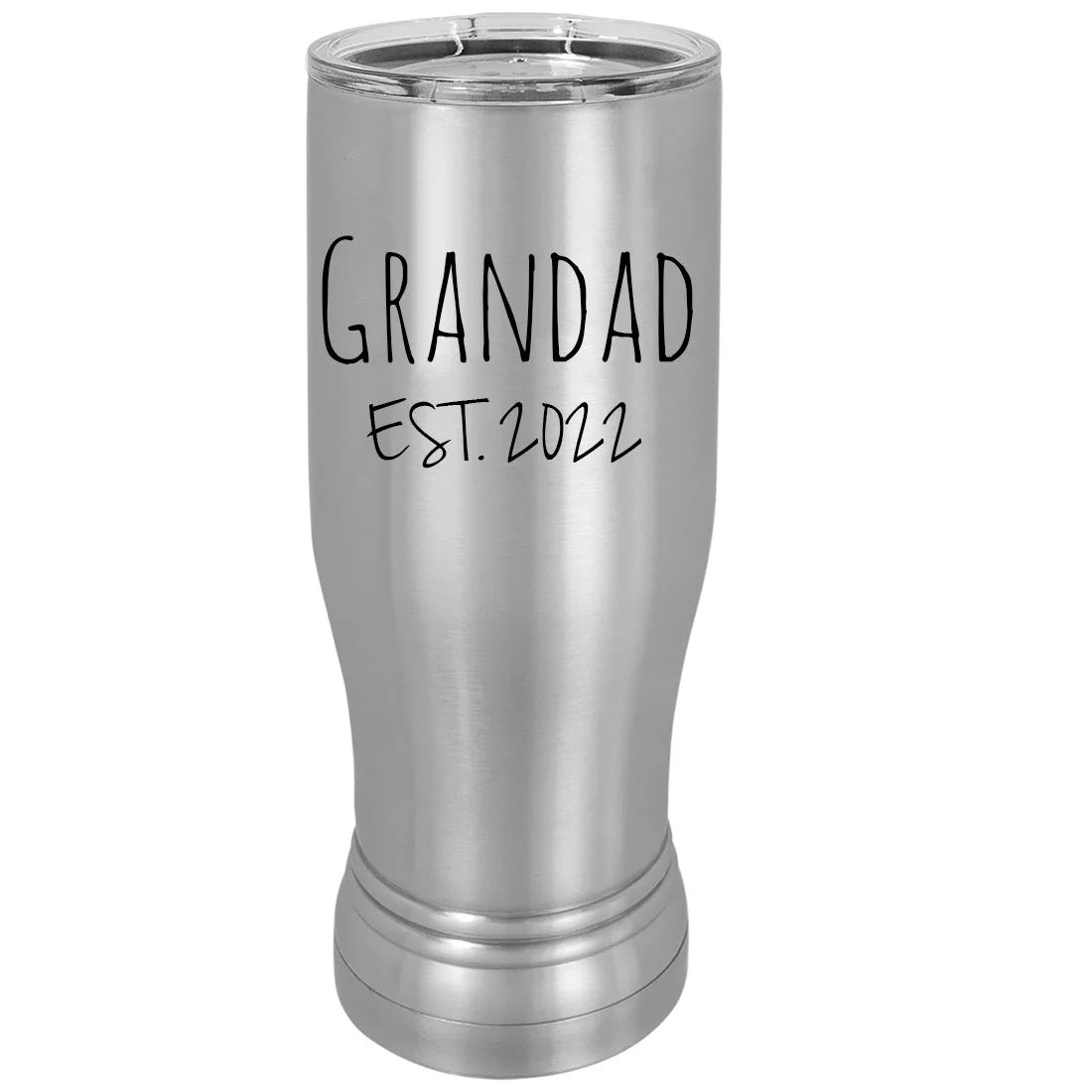 14 oz Silver Stainless Steel Insulated Pilsner Mug with Lid S89481
