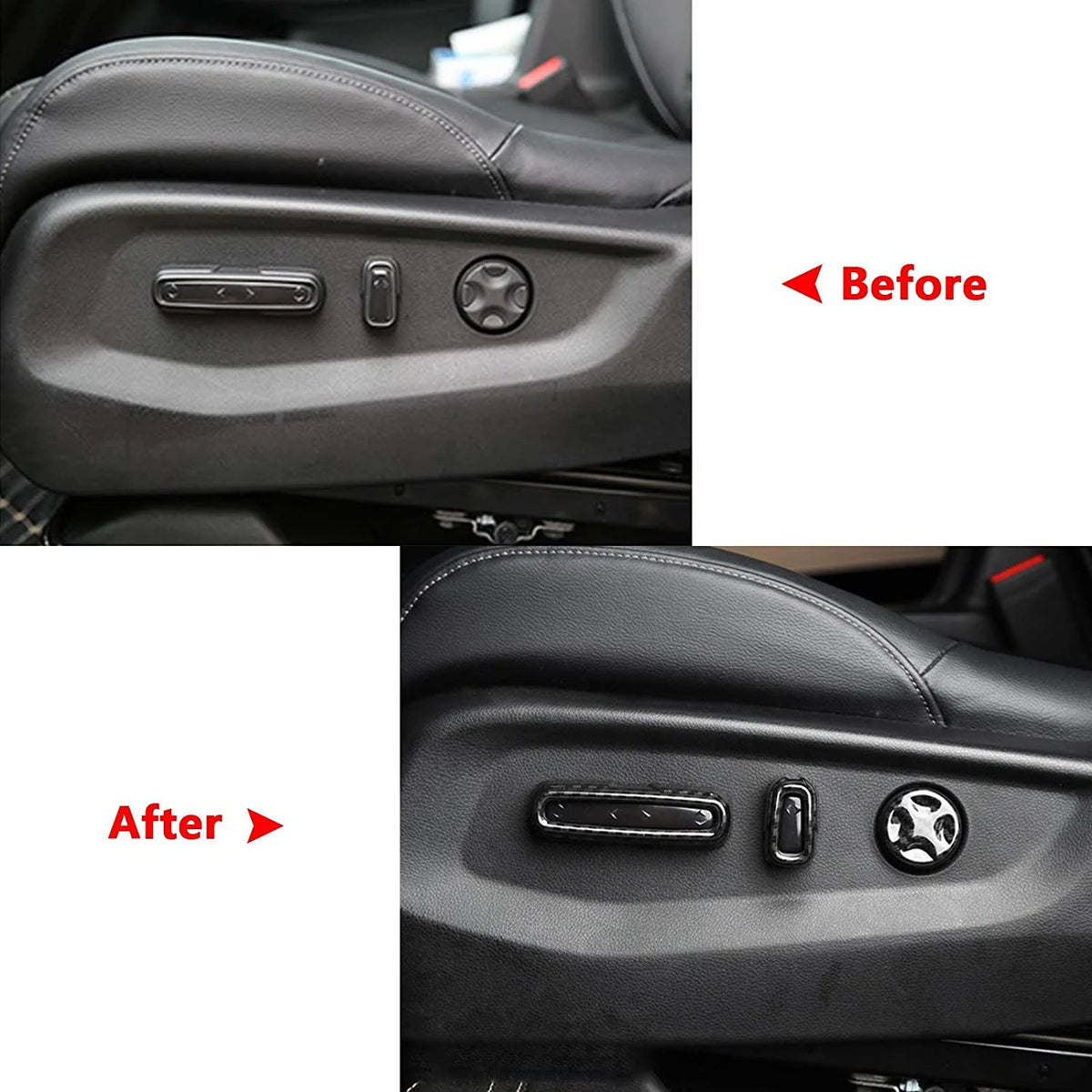 Seat Adjustment Knob Switch Buttons Cover Trim Carbon Fiber Pattern B1599