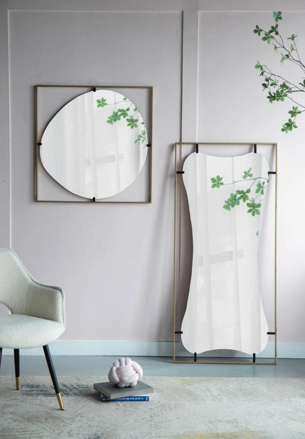 Gold Wall Mirror with Metal Frame L527236