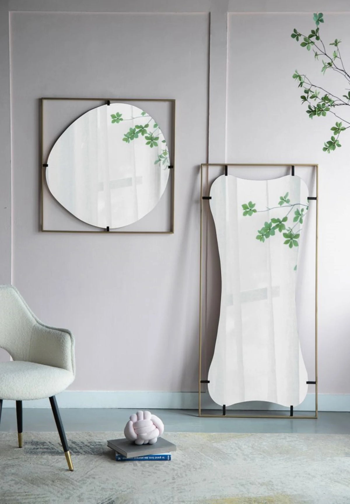 Gold Wall Mirror with Metal Frame L527236