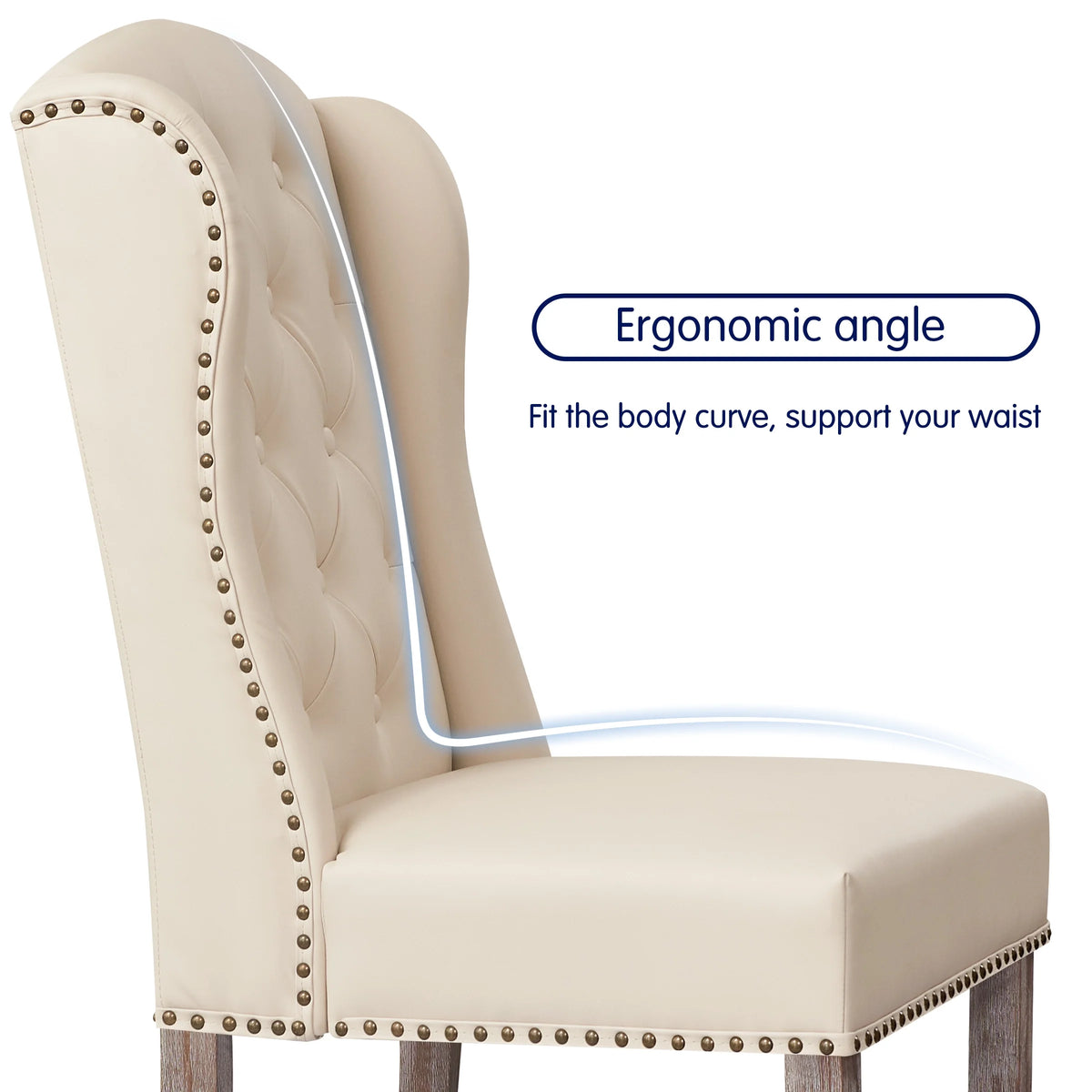 Waterproof PU Leather Dining Chairs Set of 4 Beige P503005