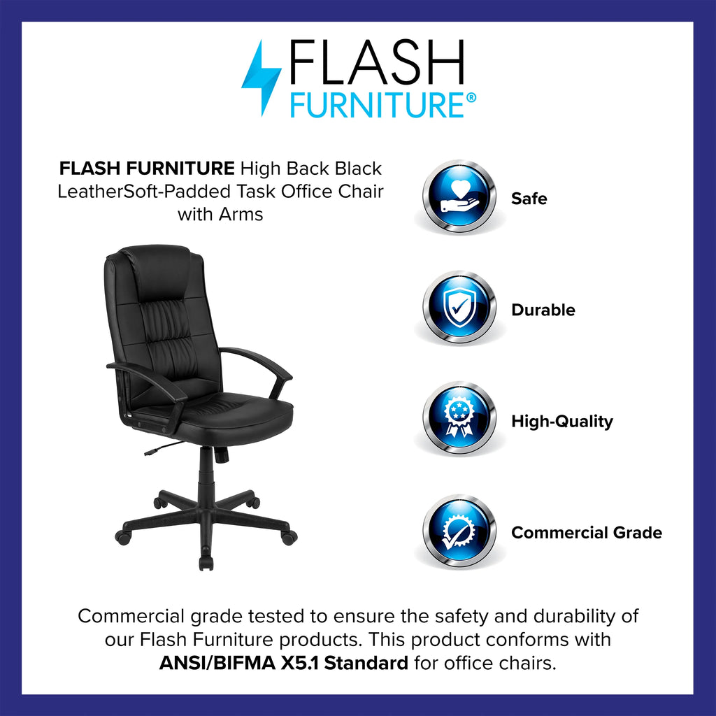 Black High Back Task Office Chair with Arms Y525