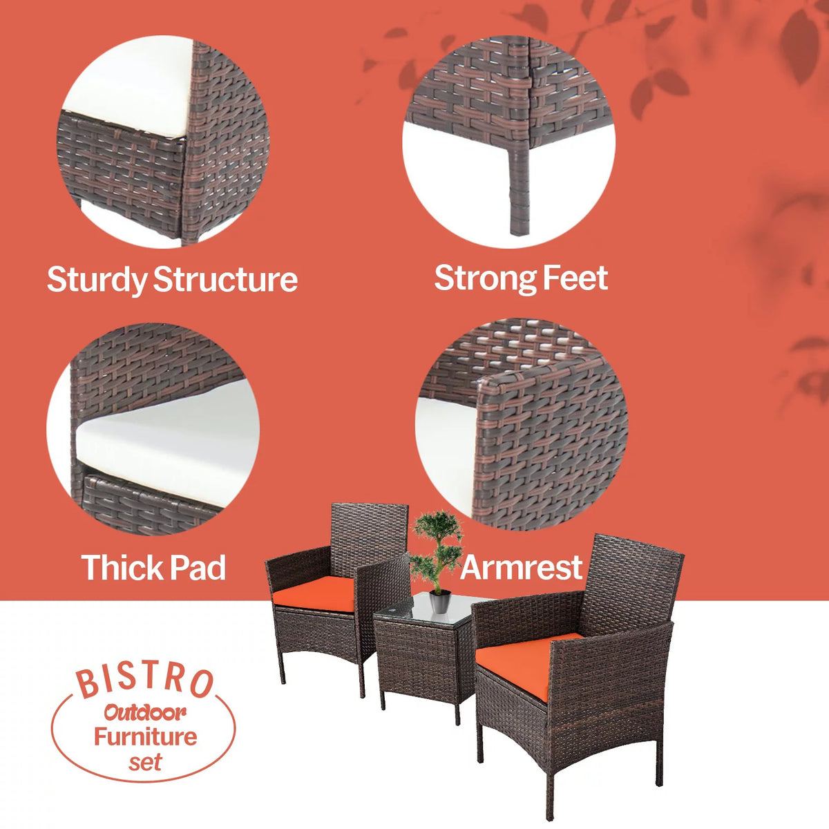 3 Piece Rattan Outdoor Furniture Set M11613