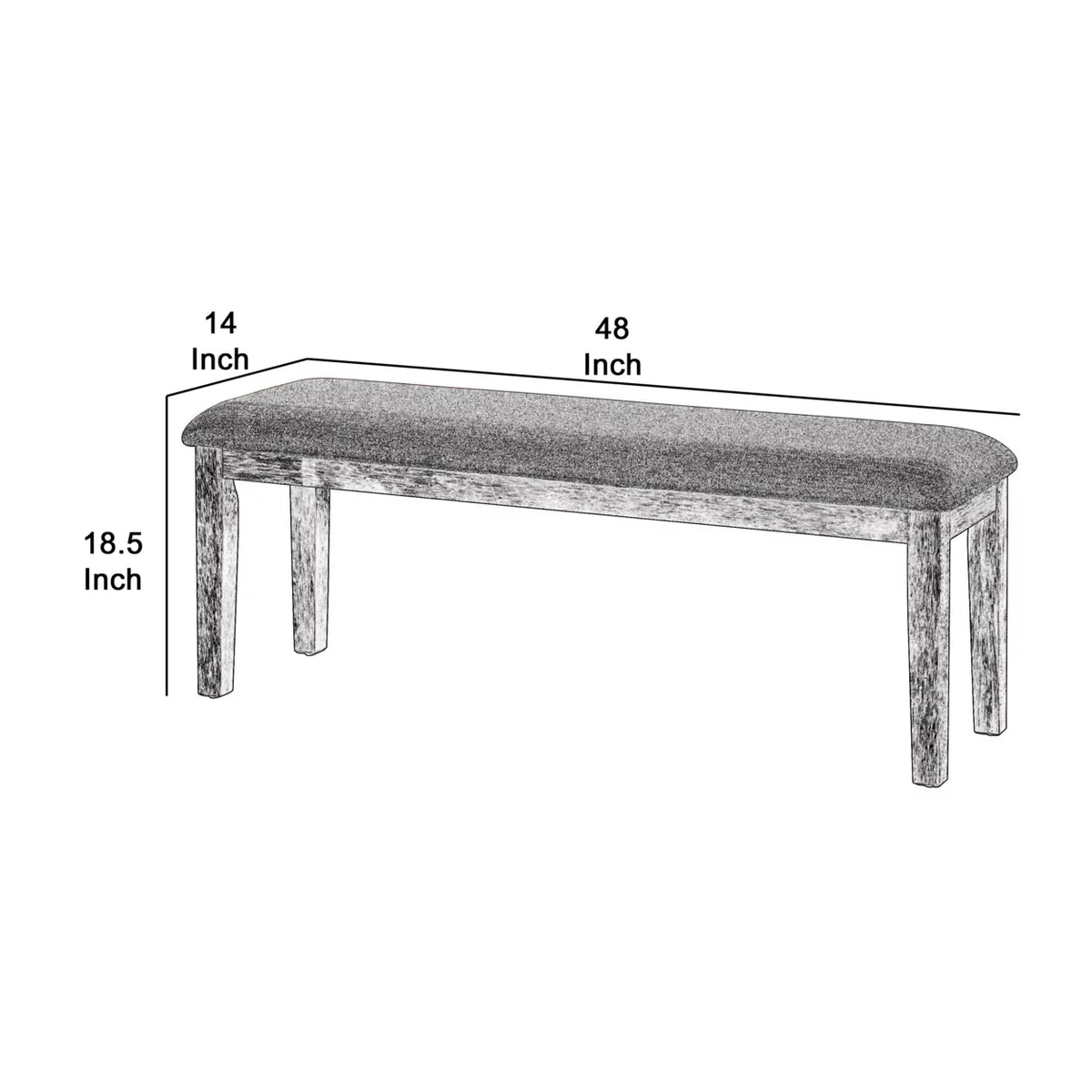 Gray Fabric Upholstered Wooden Bench S2234
