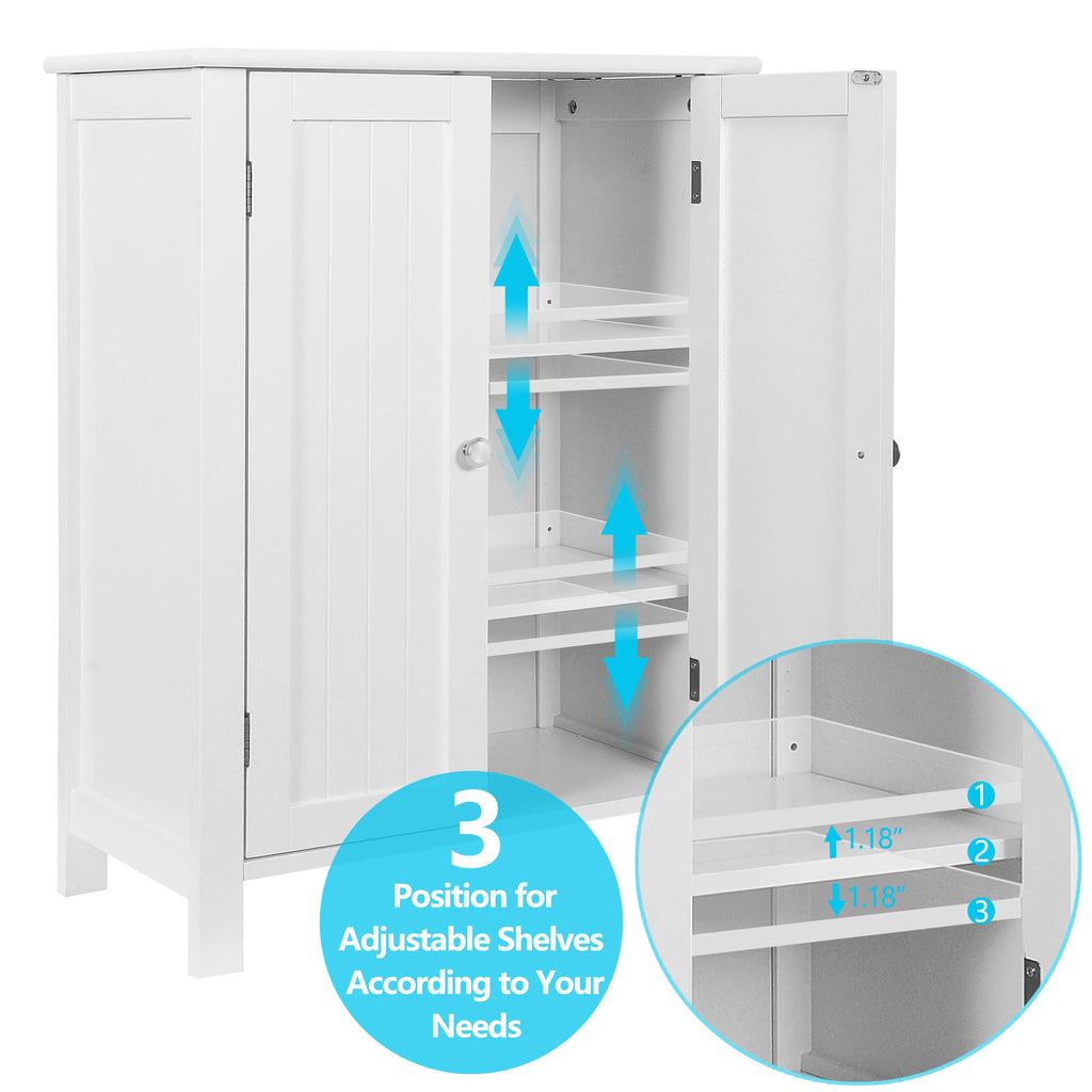 White 2-Door Wooden Bathroom Storage Cabinet M8023