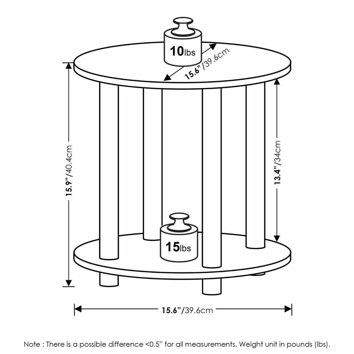 2-Tier Round Wooden End Table R3998
