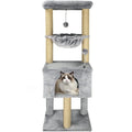 43.3" Grey Cat Tree with Condo Hammock Scratching Posts S66003
